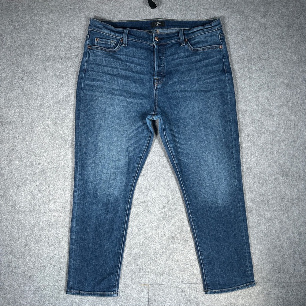 7 For All Mankind Denim Jeans Womens 32‎ Blue Kimmie Straight Leg Designer